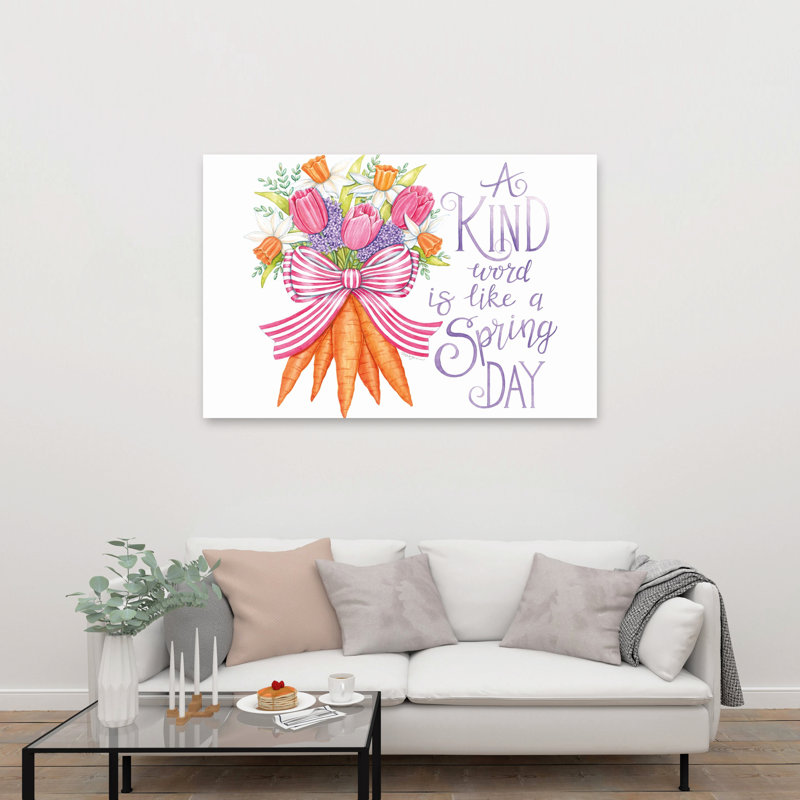 Carrot Bouquet Contemporary Daffodil Tulip Fruit Spring Wall Art Print 1 Piece Wrapped Canvas Wall Art, 101.6cm H x 152.4cm W