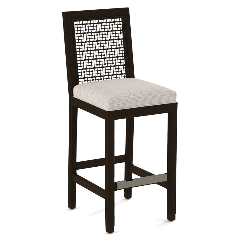 Pine Isle Bar Stool, Sunbrella Beige Pinstripe; 6205-74, Java