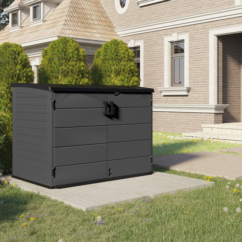 Suncast 70.5 in. W x 44.25 in. D Resin Horizontal Storage Shed for Trash Can Storage, Made in the USA