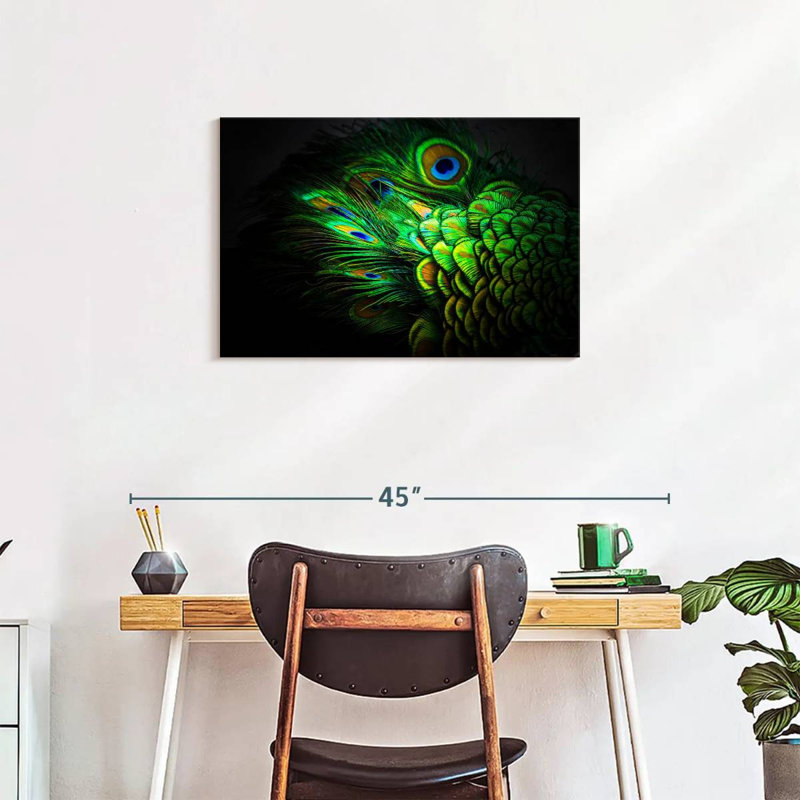 Emerald Peacock Feather, 20" H x 30" W