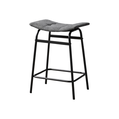 Modern Contemporary Of 2 Counter Height , Grey Fabric And Black Metal, Kitchen - Ready Furniture, Comfortable Backless Saddle Seats, Simple To Assemble, 200 Lbs Each, 18 In. L, 13.08 D, 24.5 H With