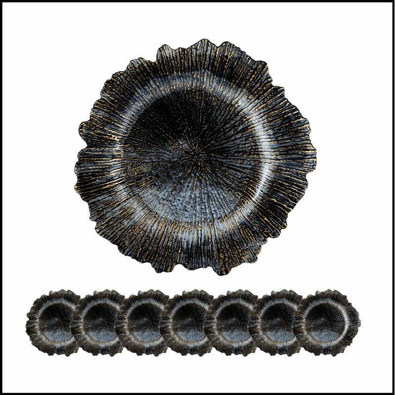 8 Pack Reef Plastic Charger Plate, D13"