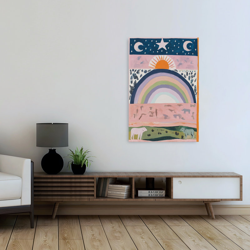 Peaceful Sky Earth Life Peaceful Serene Tranquil Cow Landscape Nature Wall Art Print 1 Piece Wrapped Canvas Wall Art