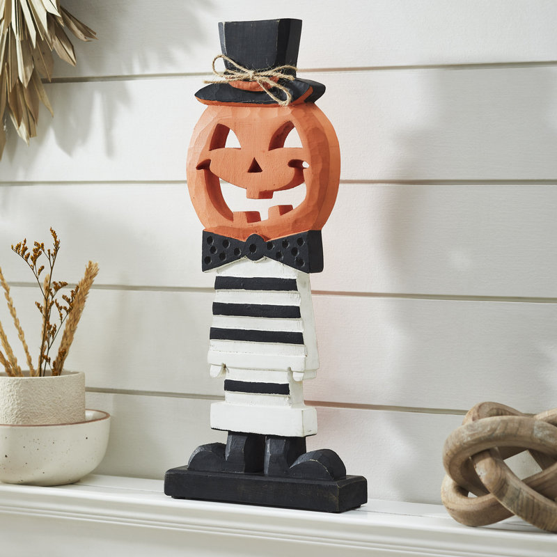Jack-O-Lantern en bois Fancy 17,5 x 7,5 x 2