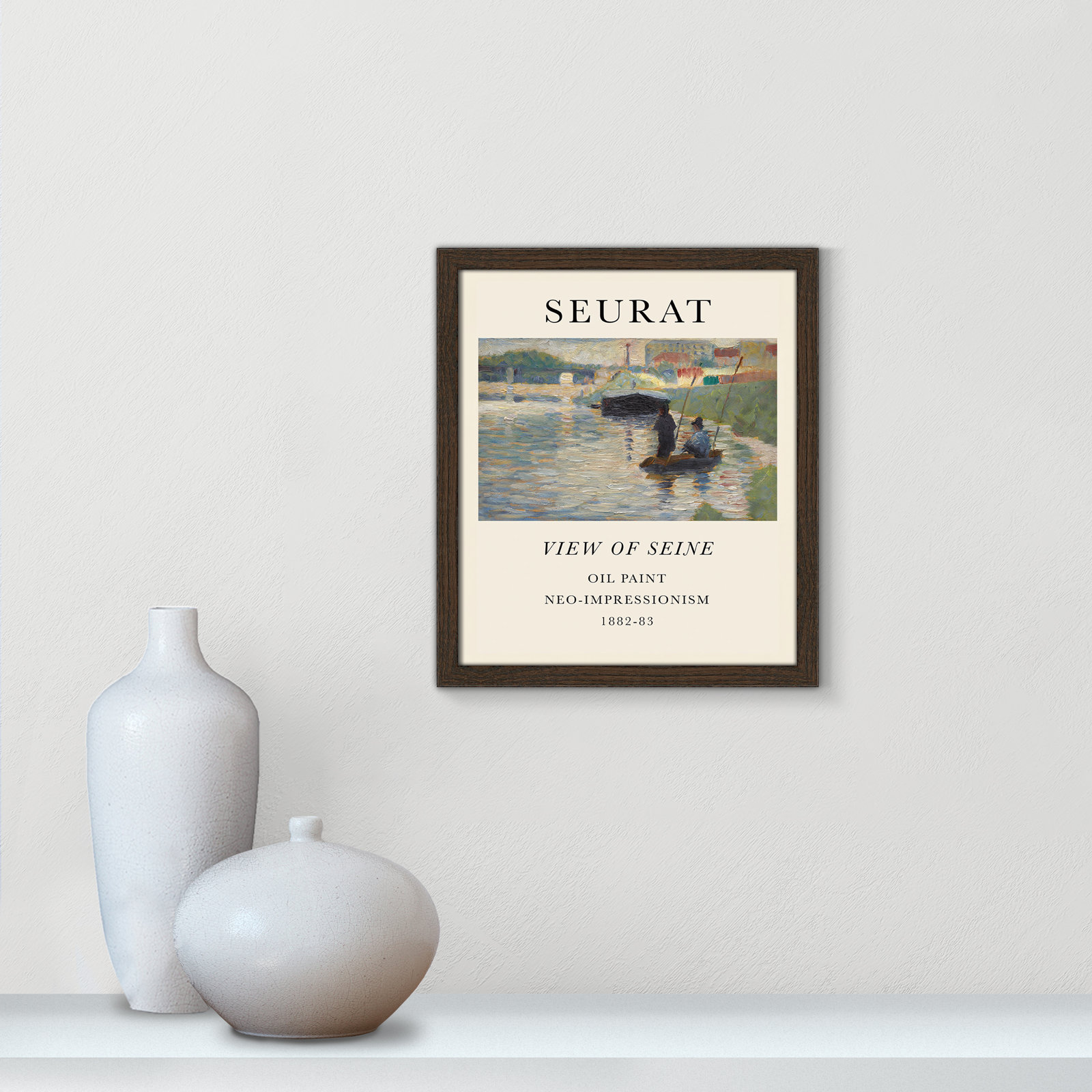 View Of Seine by Georges Seurat, No, Walnut Single Picture Frame, 15" H x 13" W x 0.75" D