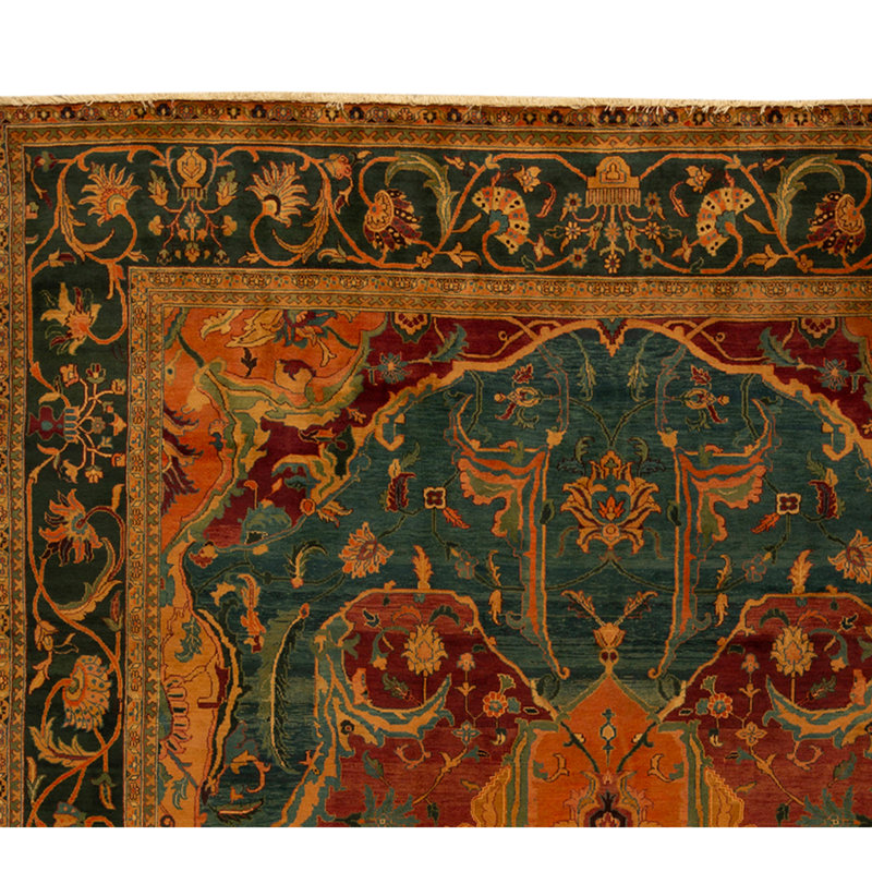 High-Quality Hand-Knotted Blue And Red Area Rug