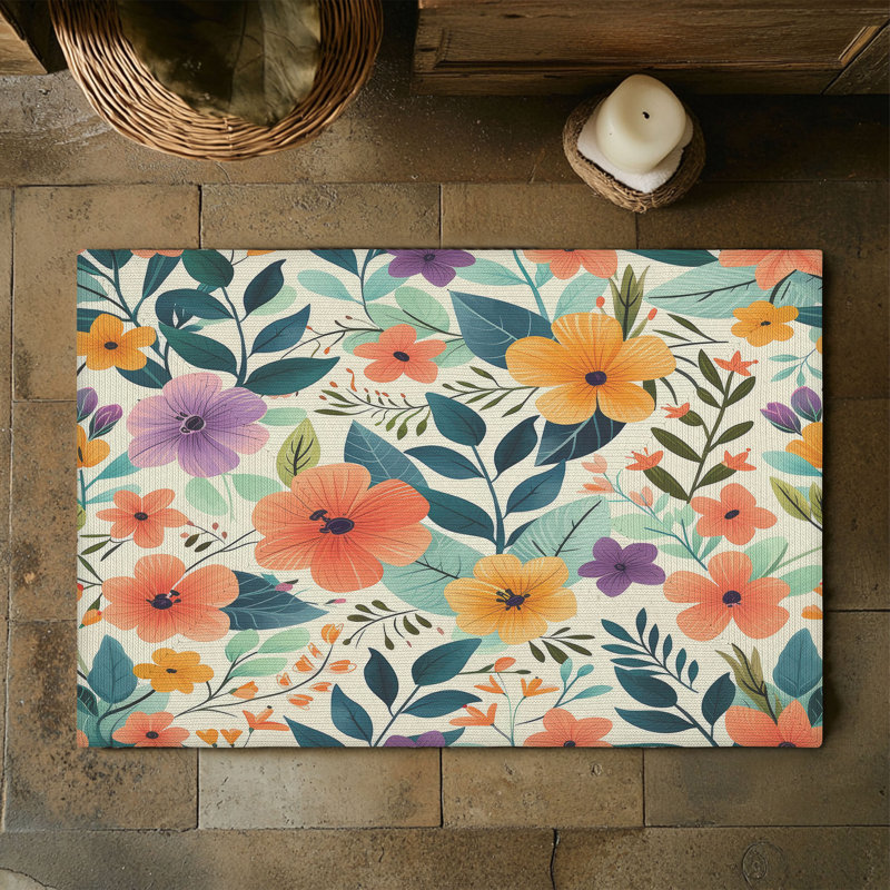Tapis tressé pétales en pleine floraison, Rectangulaire 3 pi x 5 pi