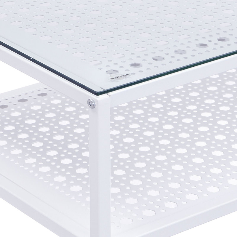 80cm Glass Top Console Table, White