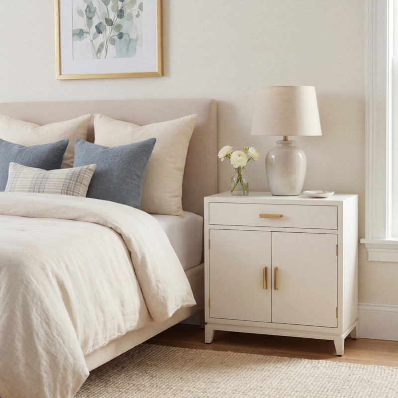 Albanie Solid Wood Accent Cabinet, White