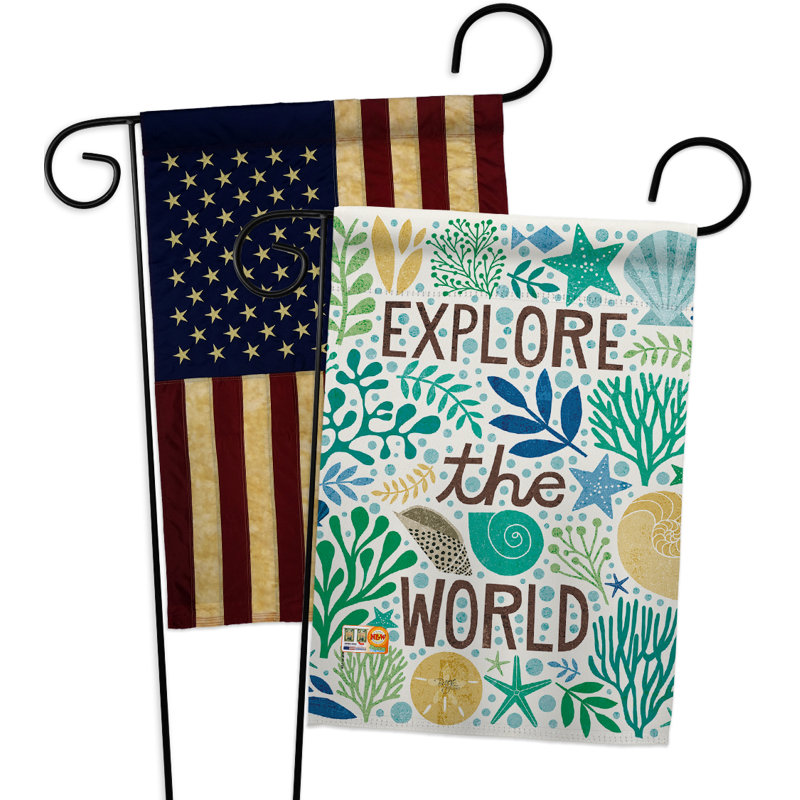 Ensemble de drapeaux de jardin 2 faces h 18,5 po x l 13 po explore the world