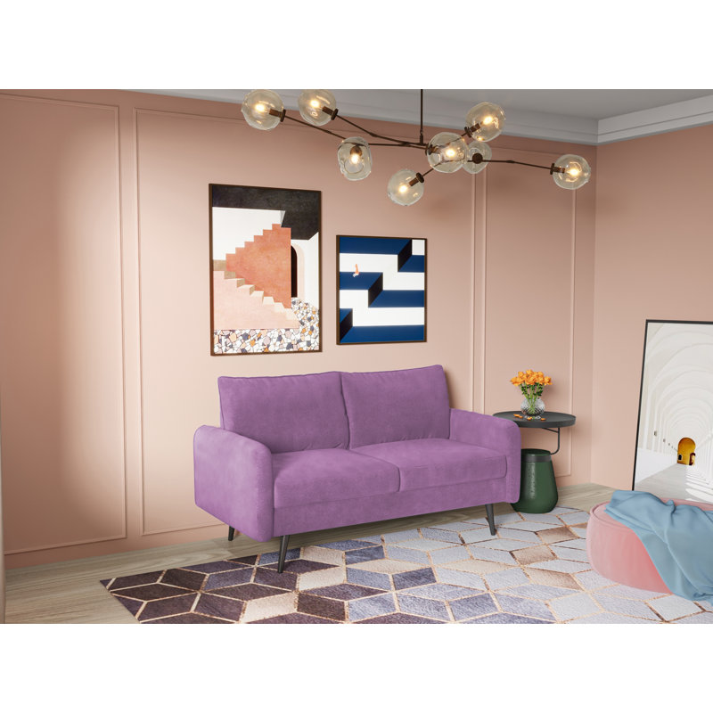 Canapé à accoudoirs arrondis 70 po Elle-Jade, Velours lavande, H 33 po x l 70 po x P 30 po
