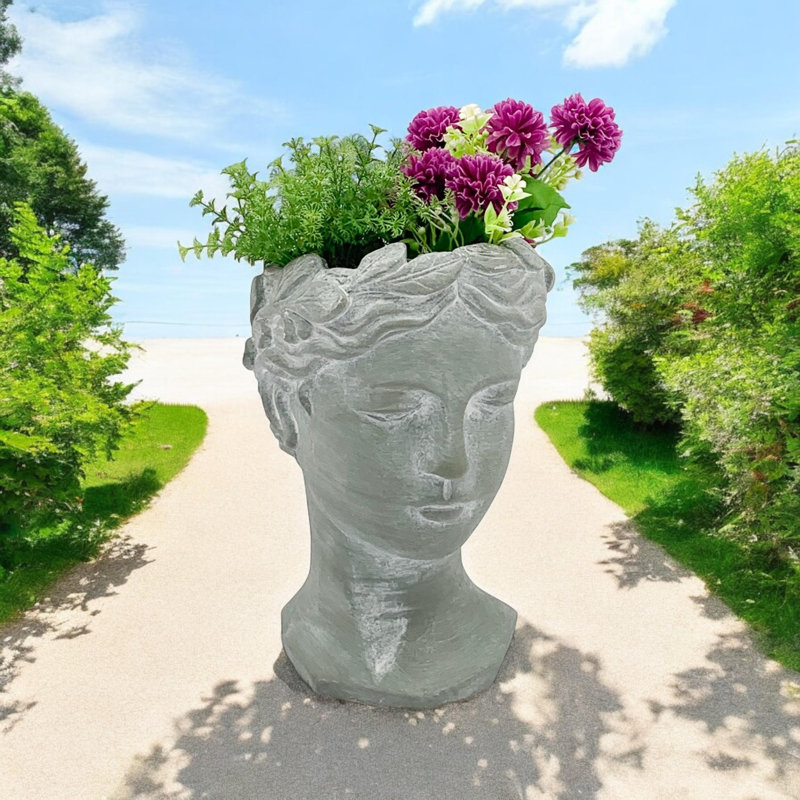 26cm H Gonvick Concrete Bust Modern Home Decor – Handcrafted Decorative Cement People Bust for Home, Hallway & Entryway, Grey