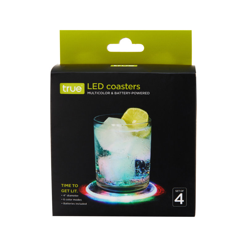 Multicolor LED Light-Up Drink Coasters Set of 4