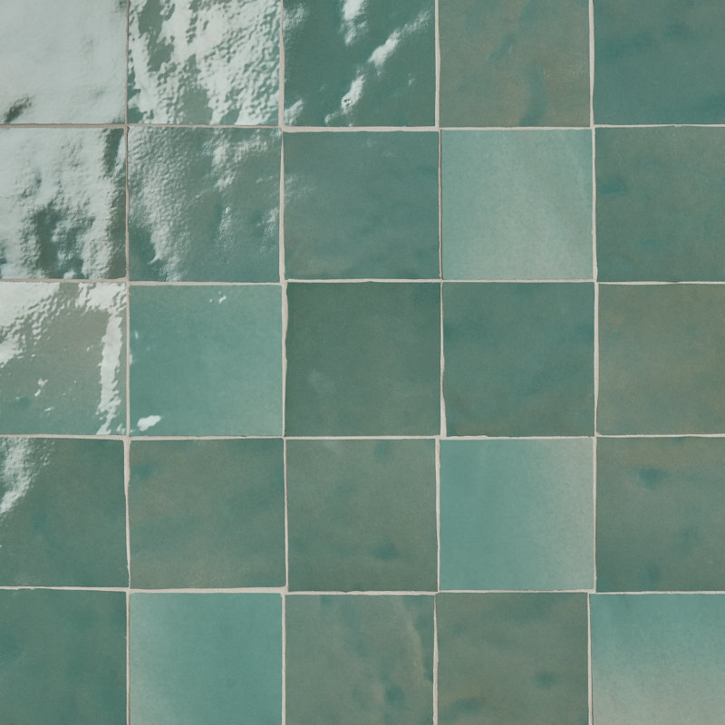 Virello 4x4 Glossy Ceramic Wall Tile, Mint Green