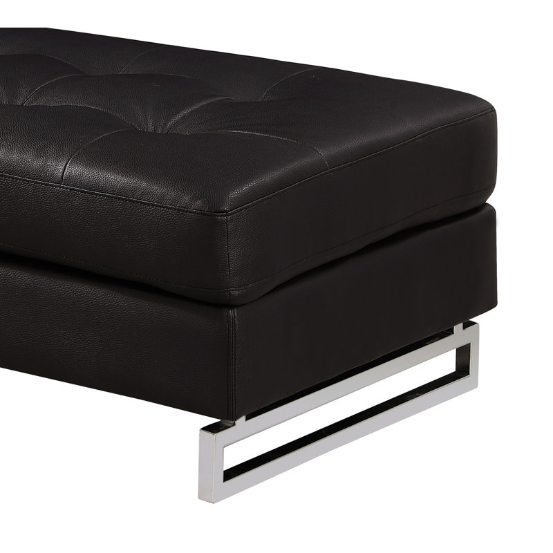 Cuir surdimensionné brun avec pieds et structure en bois massif très grande base véritable
