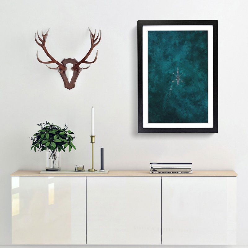 Rowing On A Lake In Sweden - Single Picture Frame Print on MDF, Black Framed, 87cm H x 62cm W x 2cm D