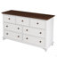 Commode capitaine en bois à sept tiroirs pour chambre à coucher, salon, chambre d'enfant, blanc et noyer