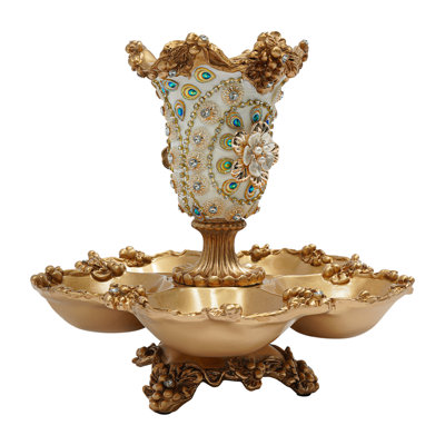 2 Tiered Elegant Resin Fruit Bowl Plate For Candies, Fruits, Nuts