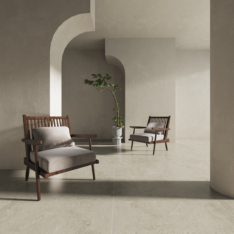 Carreau de porcelaine pour plancher et mur en travertin 24 po x 48 po American EcoStone (2 pièces, 16 pieds carrés / caisse)