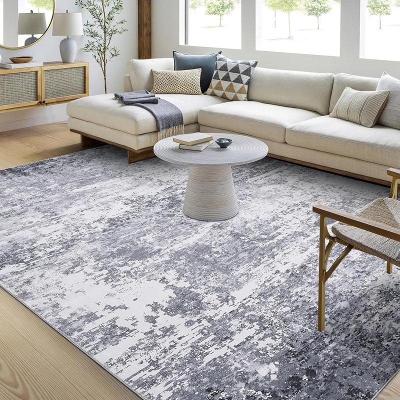 Rectangle Abstract Area Rug, Gray, Rectangle 120 x 170 cm