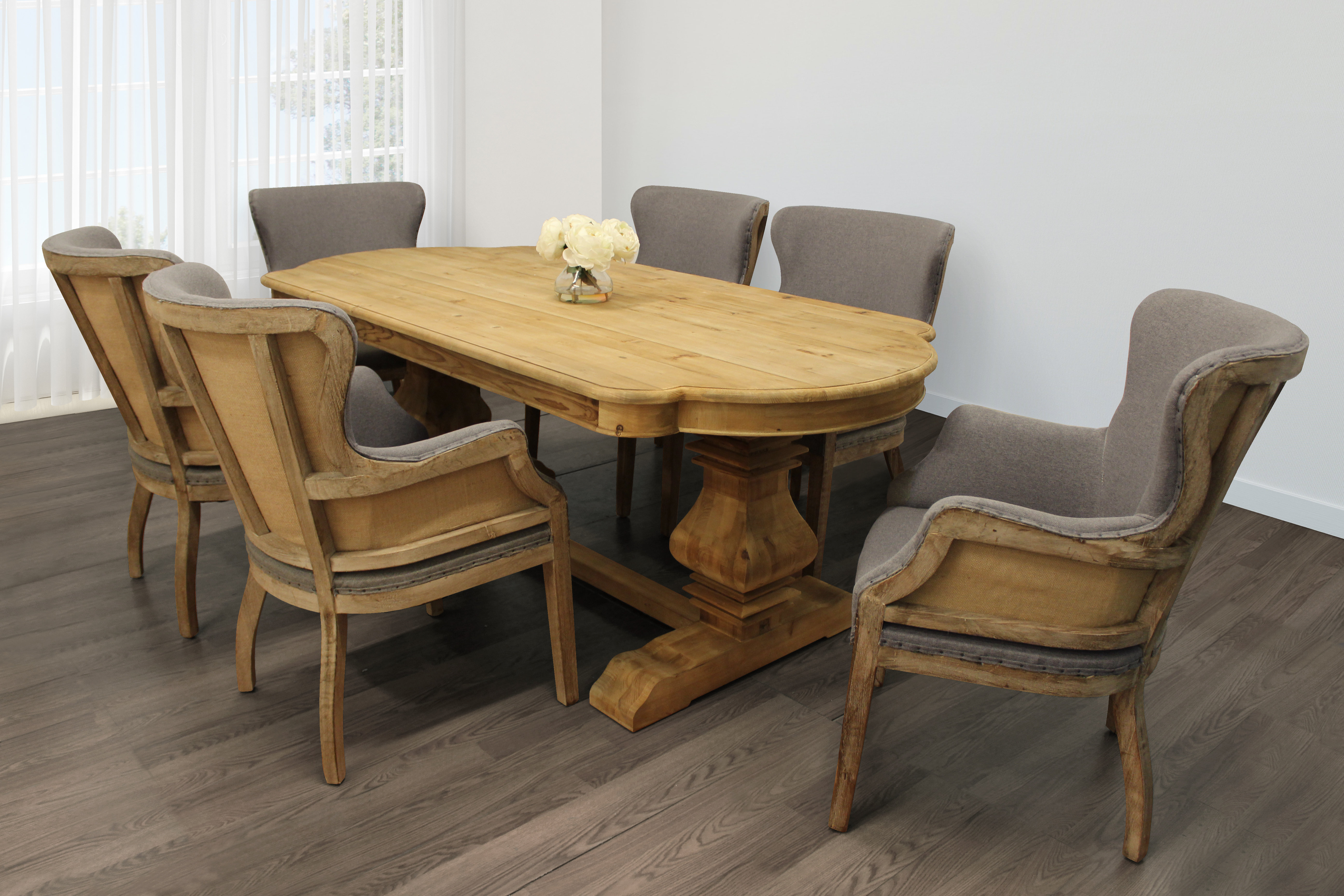 Aryhanna 8 Person Pine Solid Wood Dining Set