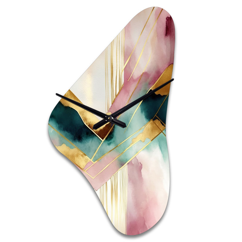 Yalin - Boomerang Shape Large Abstract Geometric 3D Wall Clock, Medium