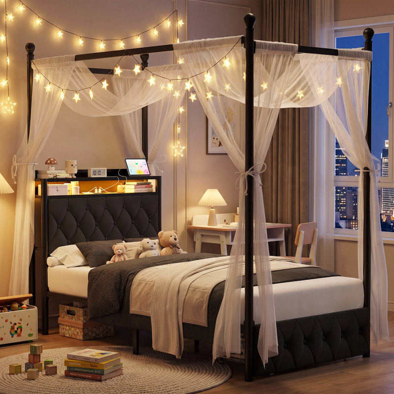  Lit pour enfant Magical Princess | avec lumières DEL et charge USB , Lit simple, Noir