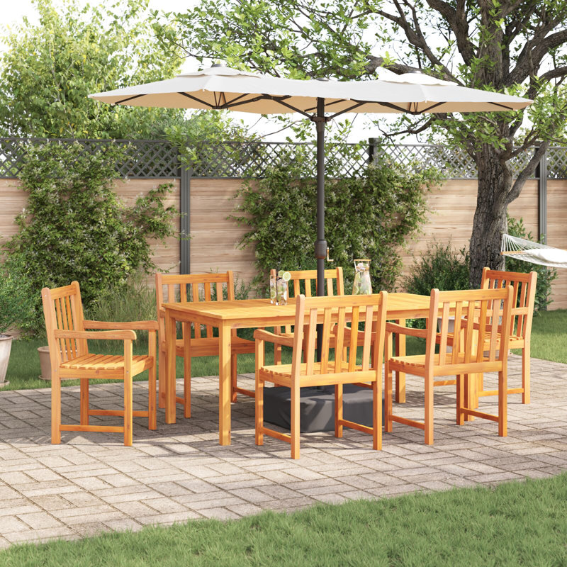 6 - Person Wood Patio Dining Set with Rectangular Table