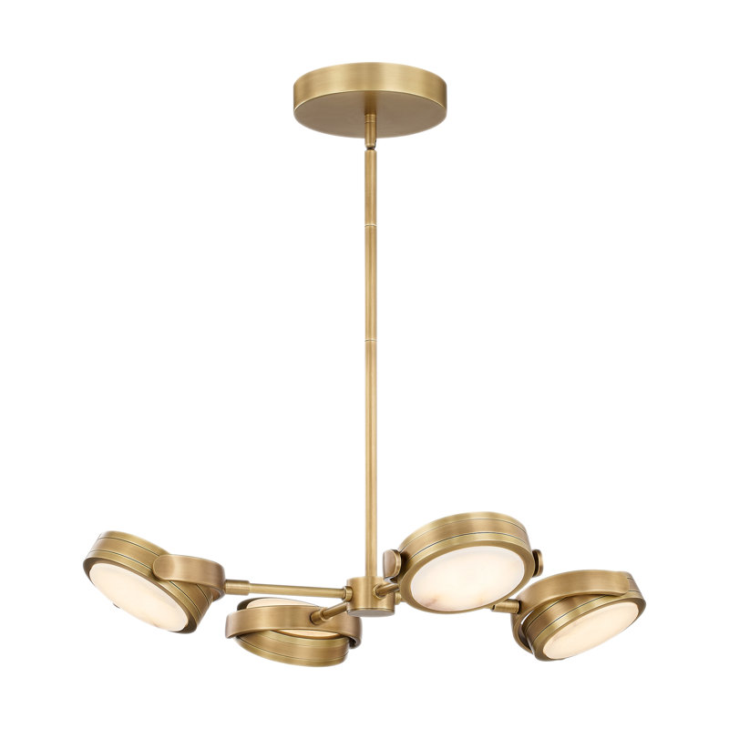Blanco 4 - Light LED Chandelier, Vintage Brass/Alabaster