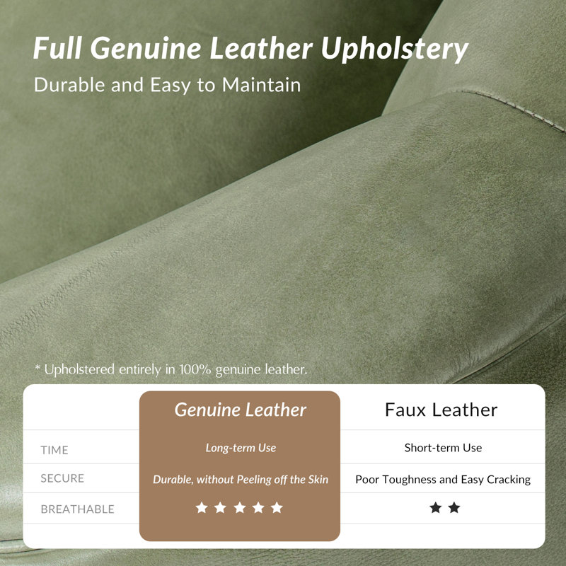 Guarracino 29.25" Top-Grain Leather Swivel Chair With Solid Wood Base Set Of 2, Light Gray