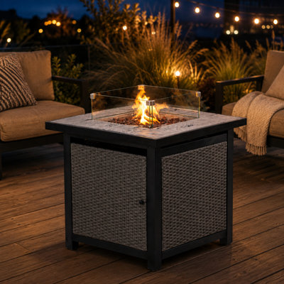 Square Concrete Propane Smokeless Fire Pit Table