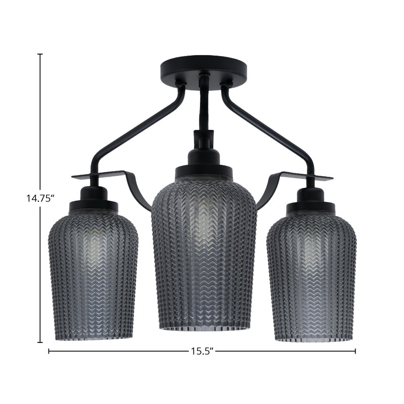 Plafonnier semi-encastré 3 lumières Odyssey, Noir mat