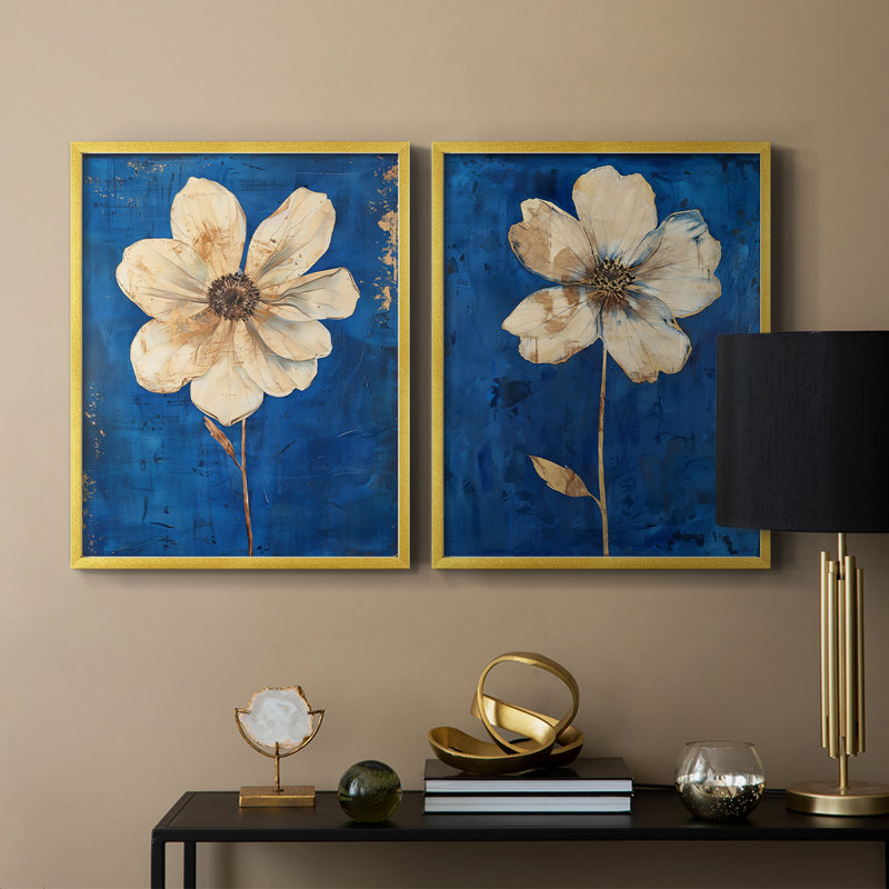 FLORAL Series LXVII - reproduction encadrée de qualité supérieure - prête à être accrochée - aucun clou requis - aucun clou requis