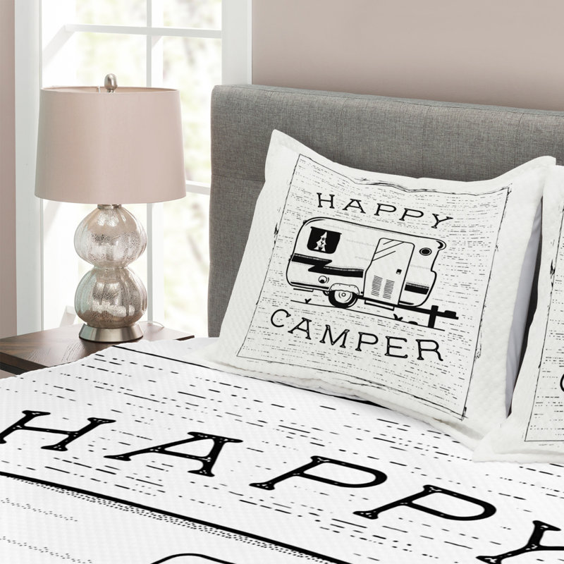 Abriyana Graphic Print & Text Bedspread with Pillow Shams Included, 223.5 x 264.2 cm