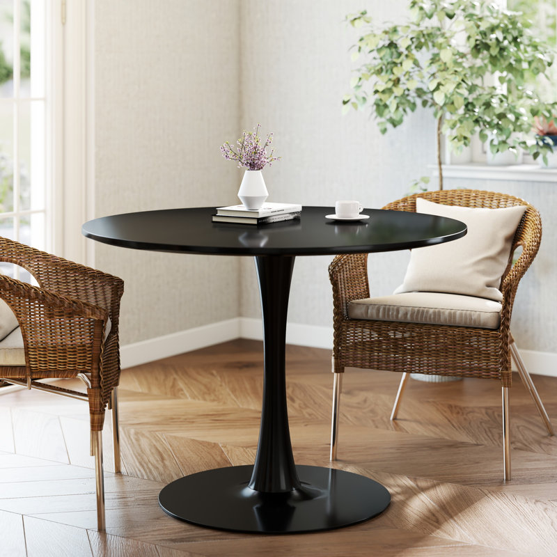Pedestal Dining Table, Black, 29.1”H x 35.4”L x 35.4”W