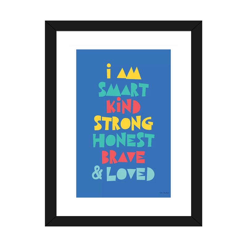 «I Am Smart…» par Seven Trees Design - impression d'art textuel, Blanc, H 24 po x l 16 po x P 1 po, Papier encadré noir