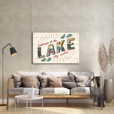 Art mural en verre épique «Vintage Lake 1» par Janelle Penner