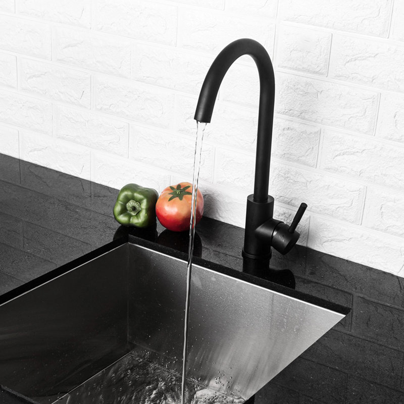 Matte Black Kitchen Sink Faucet With Single Handle - 304 Stainless Steel Construction, 360 Rotatable Spout, Rust And Corrosion , Easy Daily Cleaning, Simple Installation, 1.75 Gpm Max Flow, Includes
