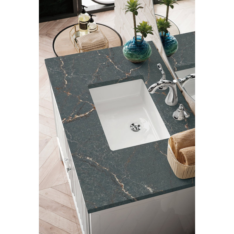 Athens 36'' W Single Vanity, Glossy White, Parisien Bleu, 8" Widespread