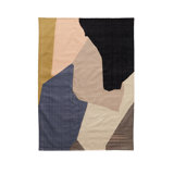 Rectangle Kulfi Abstract Flatweave Wool Area Rug in Blue/Beige