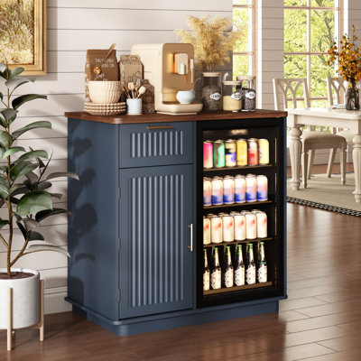  Abella Coffee Bar with Mini Fridge Space, Mini Fridge Cabinet Stand,Liquor Wine Cabinet for Dorm, Kitchen or Office