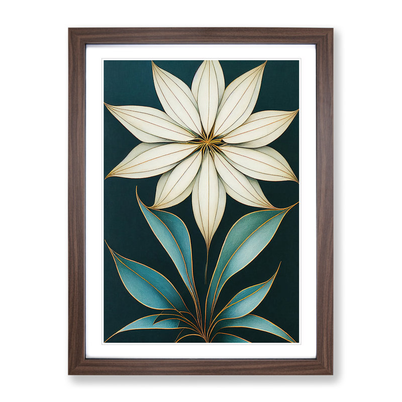 Flower No.8 - Wall Art, 64cm H x 46cm W x 2cm D, Walnut Framed Paper