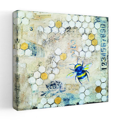 Busy Bees 1, art abstrait géométrique abstrait de printemps