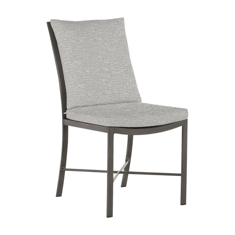 Monaco Patio Dining Side Chair with Cushions, Slate Gray, Tweed Toffee, No Welt