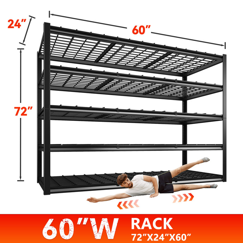 Natajia Metal Shelving Unit Heavy-duty Garage Shelf, 72" H x 60" W x 24" D