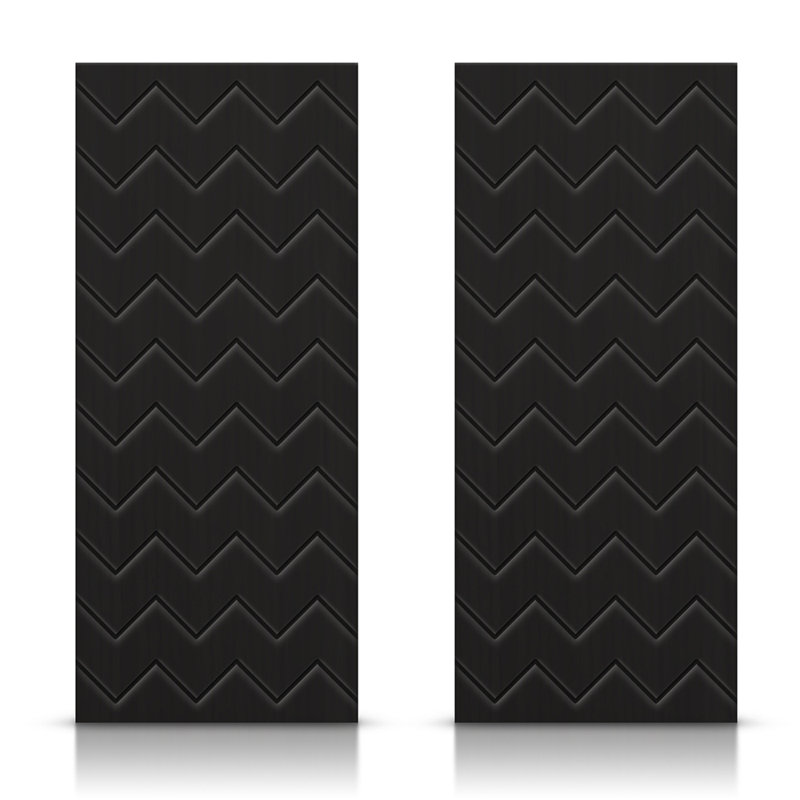 Portes de placard coulissantes à panneaux en bois manufacturé, Noir, 72 po x 96 po