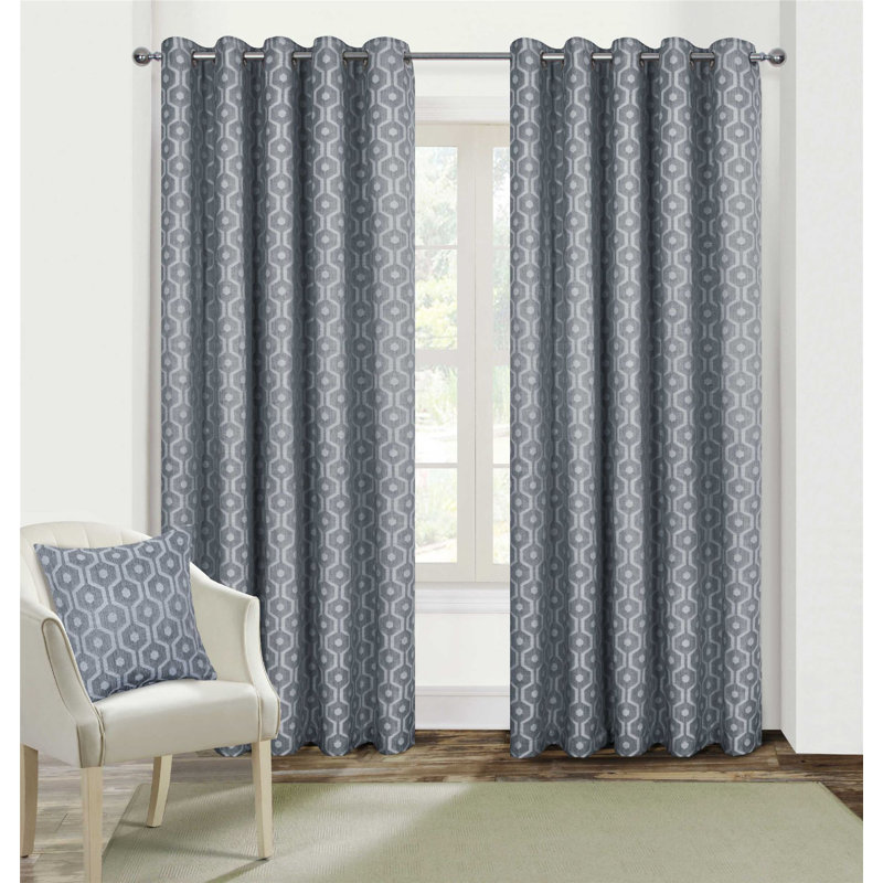 Jeminah Room Darkening Curtain, Width 168 x Drop 183cm, Silver