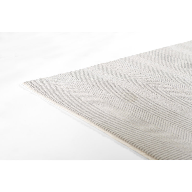 Bungalow Rose Vaniyah Traditional Oriental Polyester Light Grey Area Rug, Runner 2' x 4'