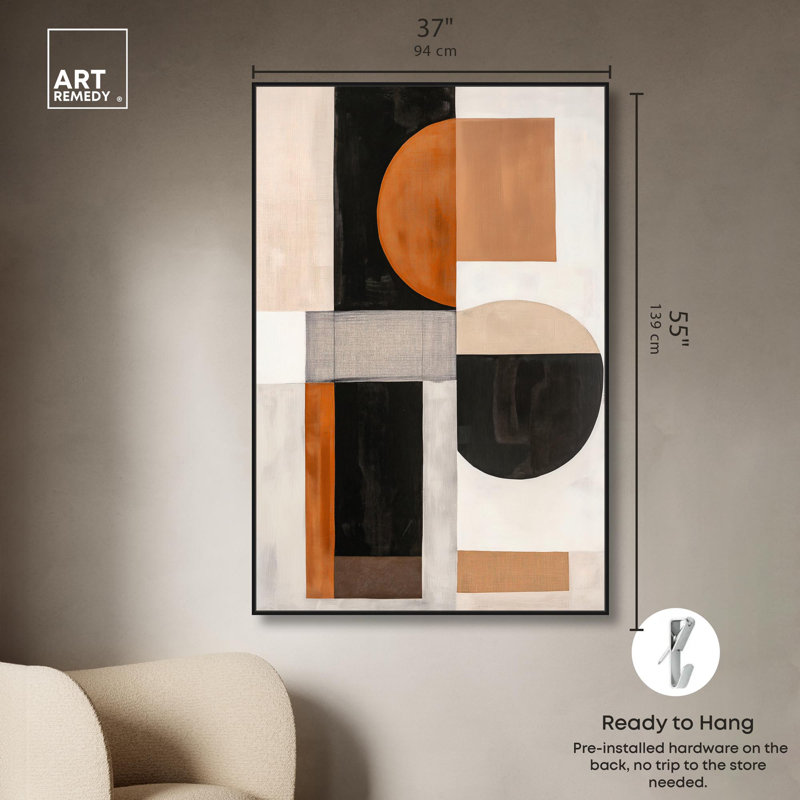 Toile «Divided Circle I» par Art Remedy, Cadre flottant noir, H 55 po x l 37 po