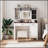 Charming Farmhouse Vanity with Multiple Storage Options and Illuminated Mirror
